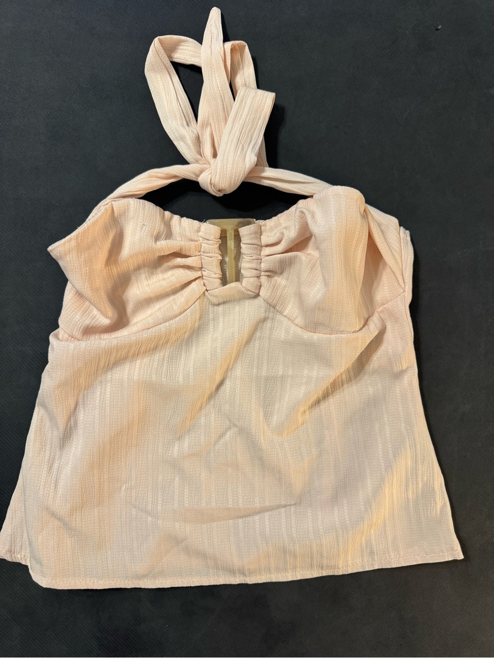 SHEIN Light Blush Halter Camisole with Front Ruched Keyhole